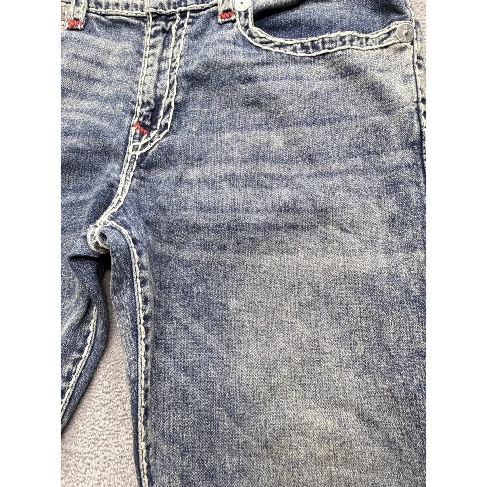 True Religion Ricky Jeans Mens Measured 40x29 Blue Relaxed Straight Zip Fly